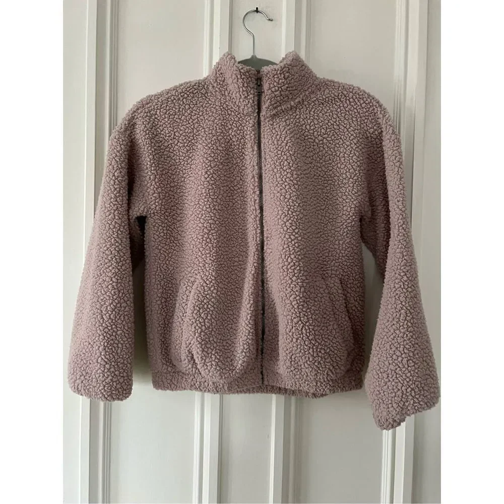 Old Navy light pink sherpa fleece zip coat 14-16 XL